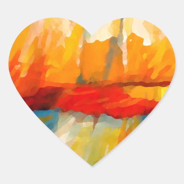 Modern Abstract Expressionist Painting Heart Sticker (Front)
