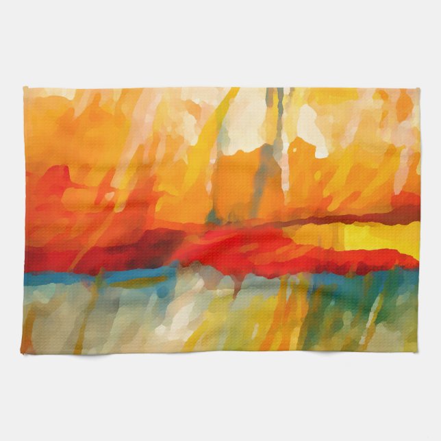 Modern Abstract Expressionist Painting Kitchen Towel (Horizontal)