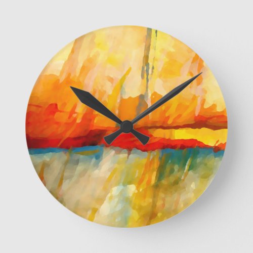 Modern Abstract Expressionist Painting Round Clock