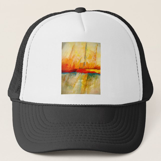 Modern Abstract Expressionist Painting Trucker Hat (Front)