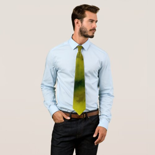 Modern Abstract Expressionist Yellow Green Neck Tie