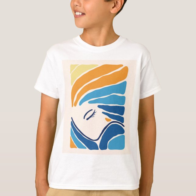 Modern Abstract Face Boys' T-Shirt - Artistic Line (Front)
