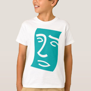 Modern Abstract Face Line Art Teal T-Shirt