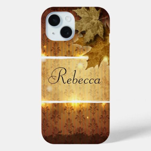 Modern abstract  fall landscape autumn gold leaves iPhone 15 case