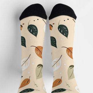 Modern Abstract Fall Leaves Pattern Socks