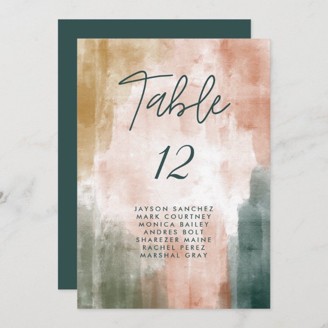 Modern Abstract Fall Wedding Seat Number (Front/Back)