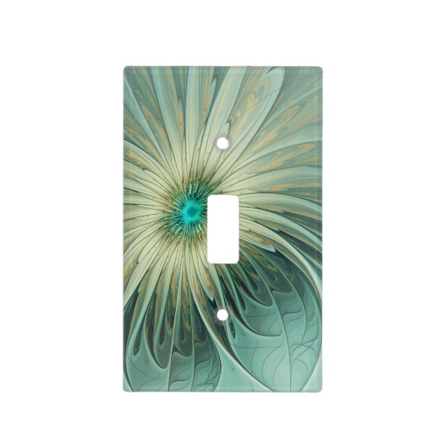 Modern Abstract Fantasy Flower Fractal Art Light Switch Cover (Front)
