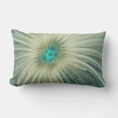 Modern Abstract Fantasy Flower Fractal Art Lumbar Pillow