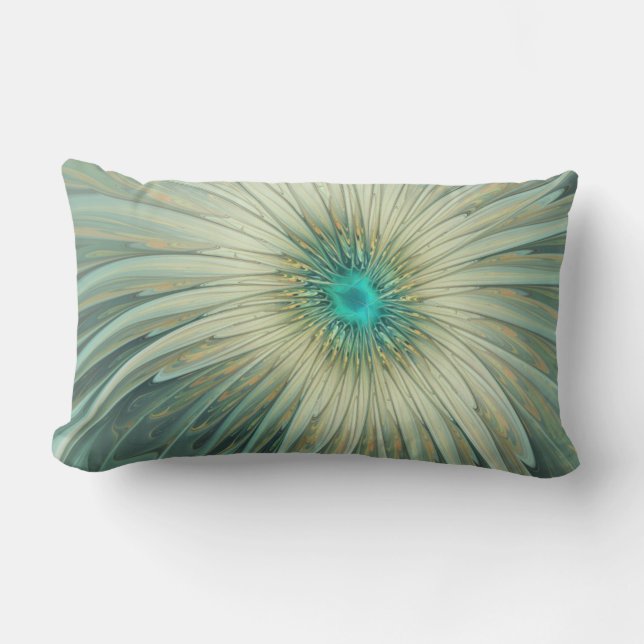 Modern Abstract Fantasy Flower Fractal Art Lumbar Pillow (Front)