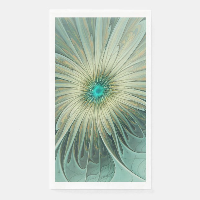 Modern Abstract Fantasy Flower Fractal Art Paper Guest Towels (Front)