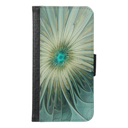 Modern Abstract Fantasy Flower Turquoise Wheat Wallet Phone Case For Samsung Galaxy S6