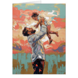 Modern Abstract Father and Child Painting Card