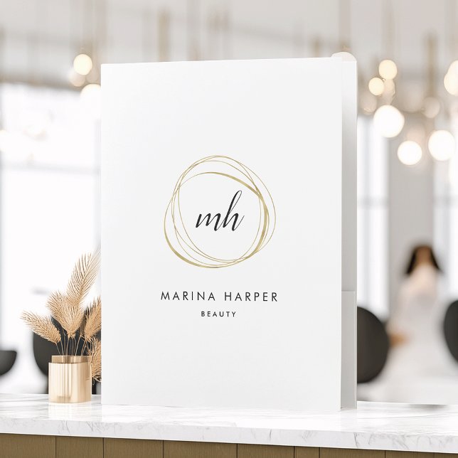 Modern Abstract Faux Gold Monogram Logo Pocket Folder (Creator Uploaded)