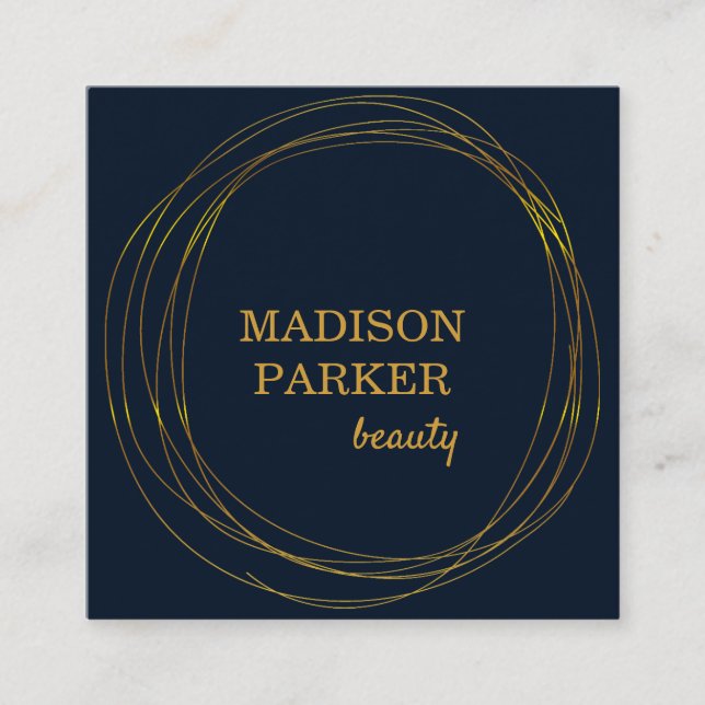 Modern Abstract Faux Gold Square Business Card (Front)