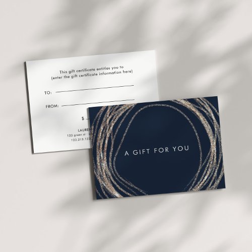 Modern Abstract Faux Gold Swirl Gift Certificate
