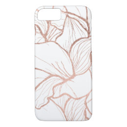 Modern abstract faux rose gold flowers pattern iPhone 8/7 case