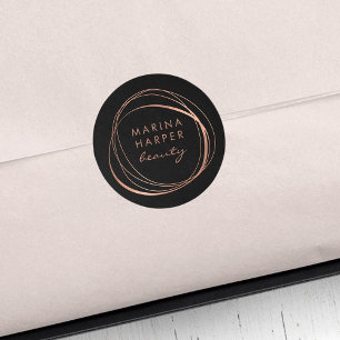 Modern Abstract Faux Rose Gold Logo Classic Round Sticker