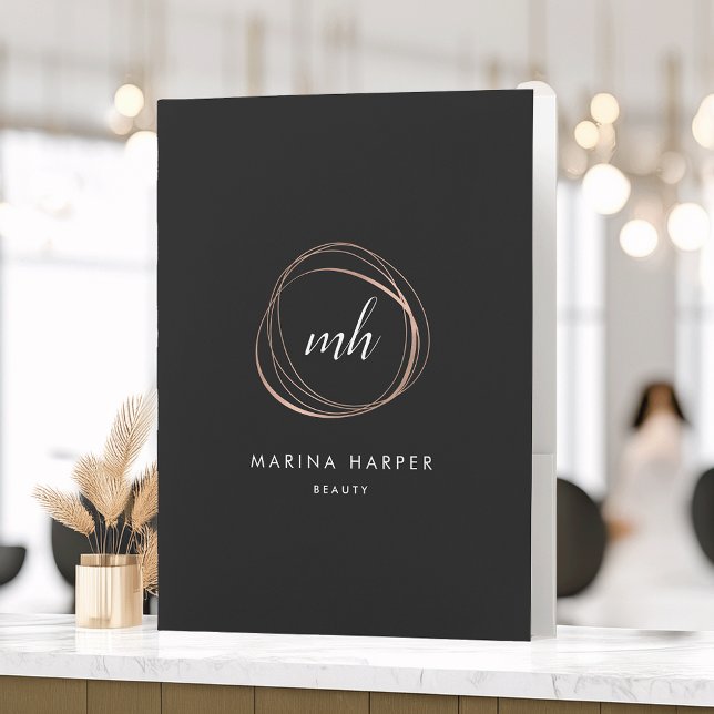 Modern Abstract Faux Rose Gold Monogram Logo Pocket Folder (Creator Uploaded)