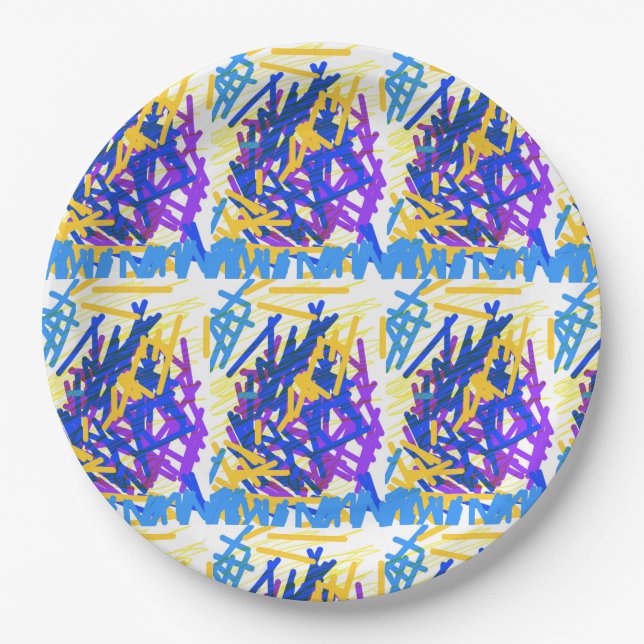 Modern Abstract Festive Paint Splash Paper Plates (Front)