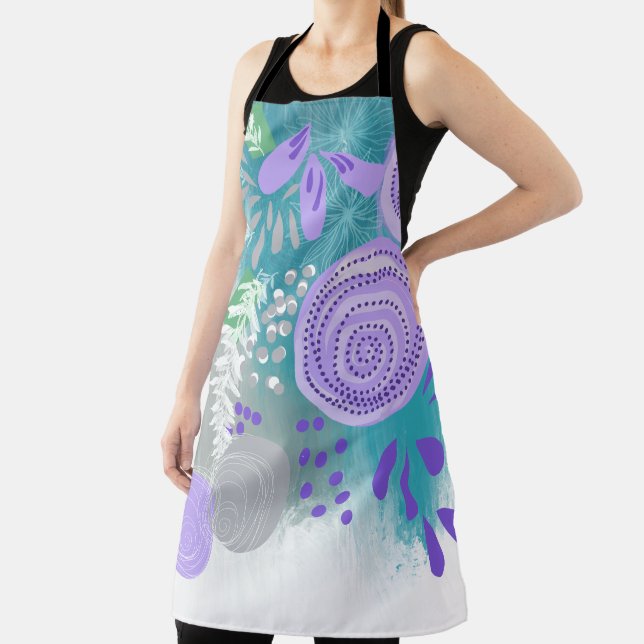 Modern Abstract Floral  Apron (Insitu)