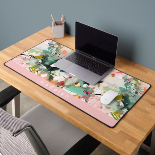 Modern Abstract Floral Art Personalized Desk Mat