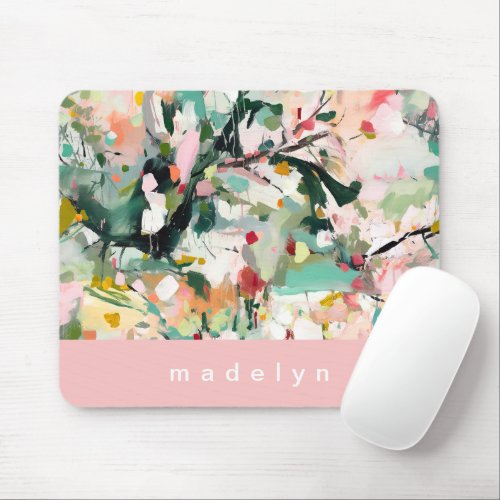 Modern Abstract Floral Art Personalized Desk Mat  Mouse Pad