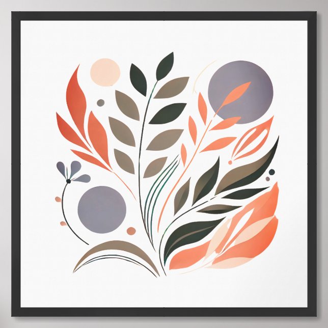 Modern Abstract Floral Art Print (Framed Front)