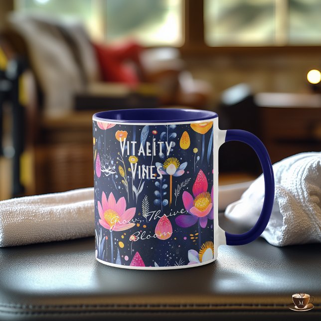 Modern abstract floral art with vibrant botanical  mug (Creator Uploaded)