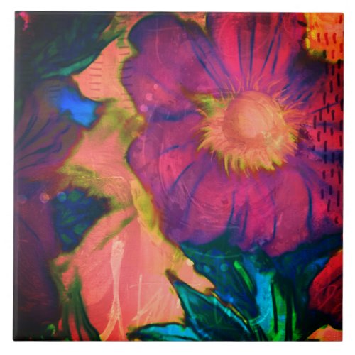 Modern Abstract Floral Ceramic Tile