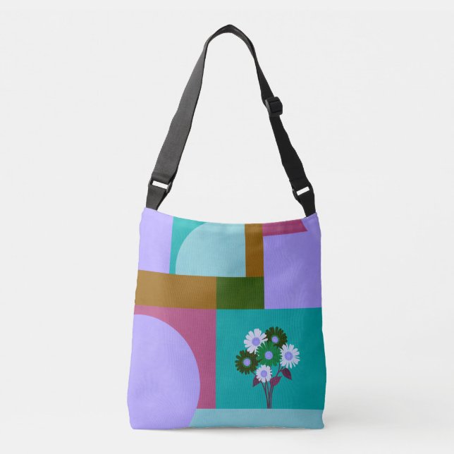 Modern Abstract Floral Color Block Tote Bag (Front)