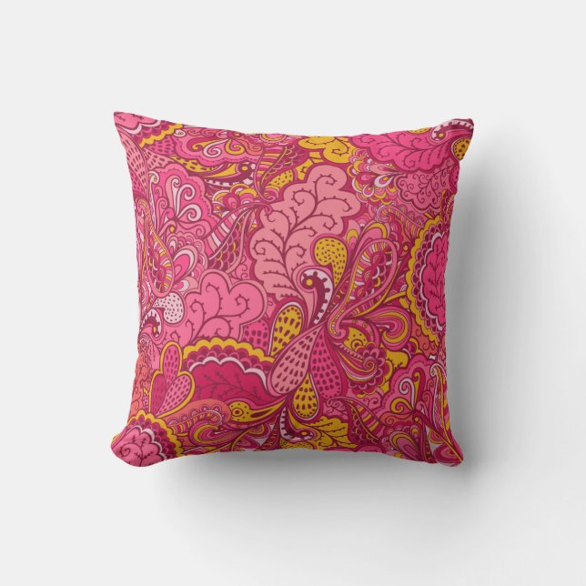 Modern Abstract Floral Decorative Throw Pillow (Front)