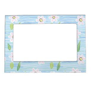 Modern Abstract Floral Line Pattern (10) Magnetic Frame