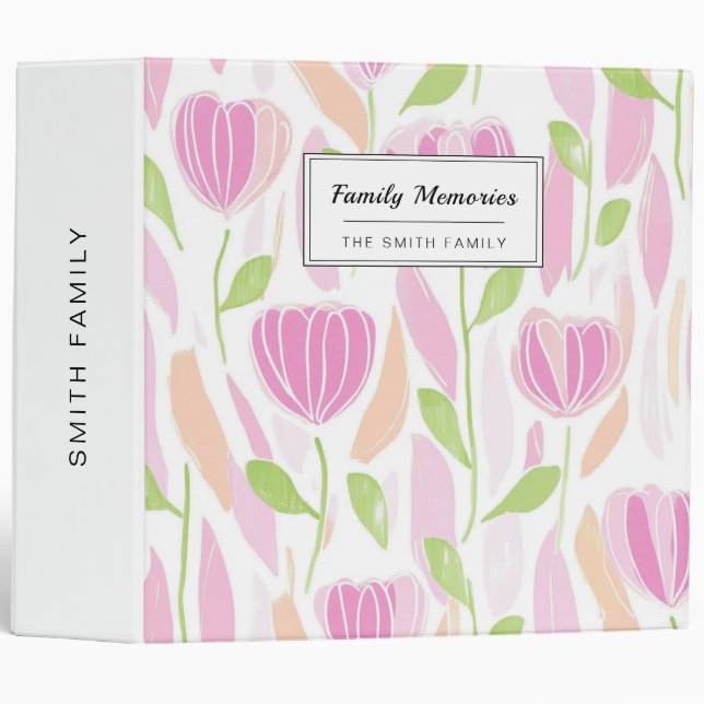 Modern Abstract Floral Line Pattern (1) 3 Ring Binder (Front/Spine)
