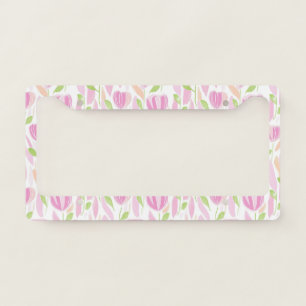 Modern Abstract Floral Line Pattern (1) License Plate Frame