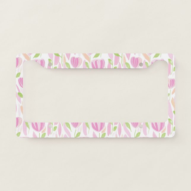 Modern Abstract Floral Line Pattern (1) License Plate Frame (Front)