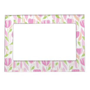 Modern Abstract Floral Line Pattern (1) Magnetic Frame