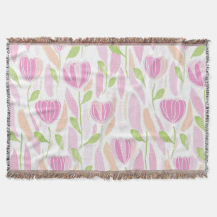 Modern Abstract Floral Line Pattern (1) Throw Blanket