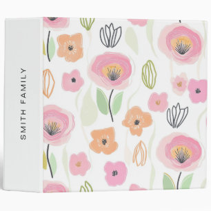 Modern Abstract Floral Line Pattern (2) 3 Ring Binder