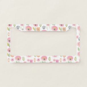 Modern Abstract Floral Line Pattern (2) License Plate Frame