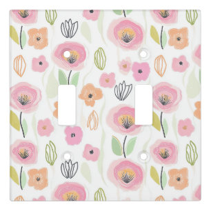 Modern Abstract Floral Line Pattern (2) Light Switch Cover