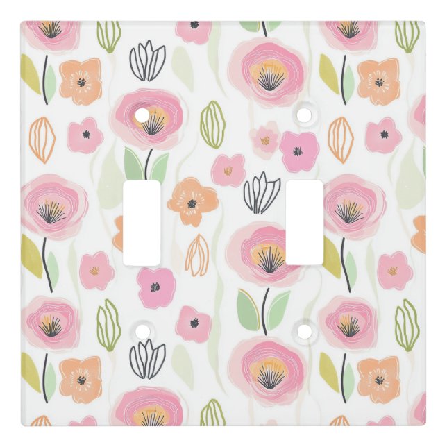 Modern Abstract Floral Line Pattern (2) Light Switch Cover (Front)