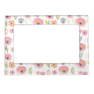 Modern Abstract Floral Line Pattern (2) Magnetic Frame