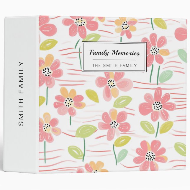 Modern Abstract Floral Line Pattern (3) 3 Ring Binder (Front/Spine)