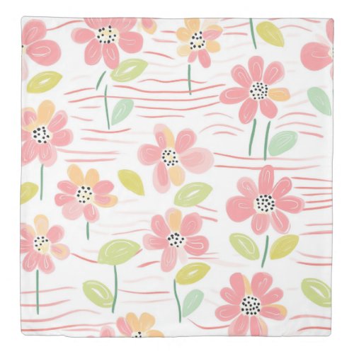 Modern Abstract Floral Line Pattern (3) Duvet Cover