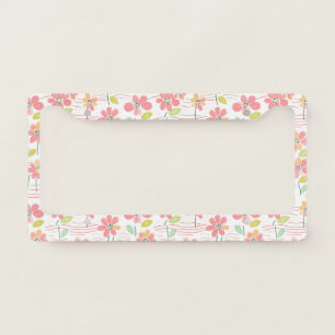 Modern Abstract Floral Line Pattern (3) License Plate Frame