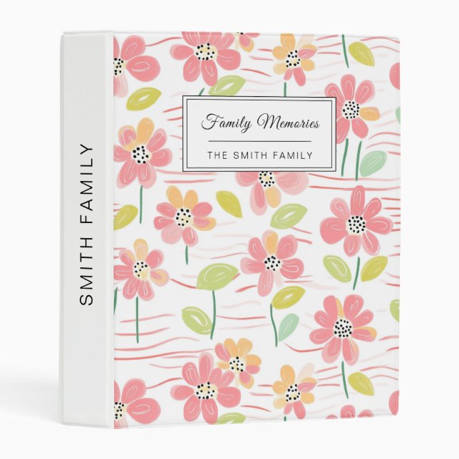 Modern Abstract Floral Line Pattern (3) Mini Binder (Front/Spine)