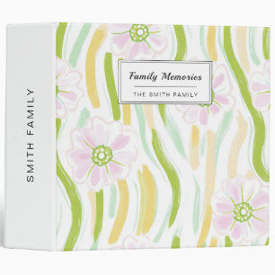 Modern Abstract Floral Line Pattern (4) 3 Ring Binder