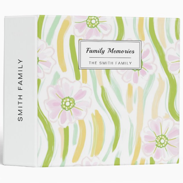 Modern Abstract Floral Line Pattern (4) 3 Ring Binder (Front/Spine)
