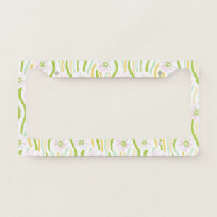 Modern Abstract Floral Line Pattern (4) License Plate Frame