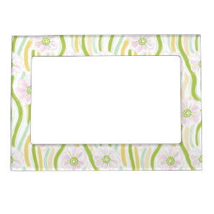 Modern Abstract Floral Line Pattern (4) Magnetic Frame